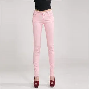 HEE GRAND Women's Candy Pants 2017 Pencil Jeans Ladies Trousers Mid Waist Full Length Zipper Stretch Skinny Women Pant WKP004