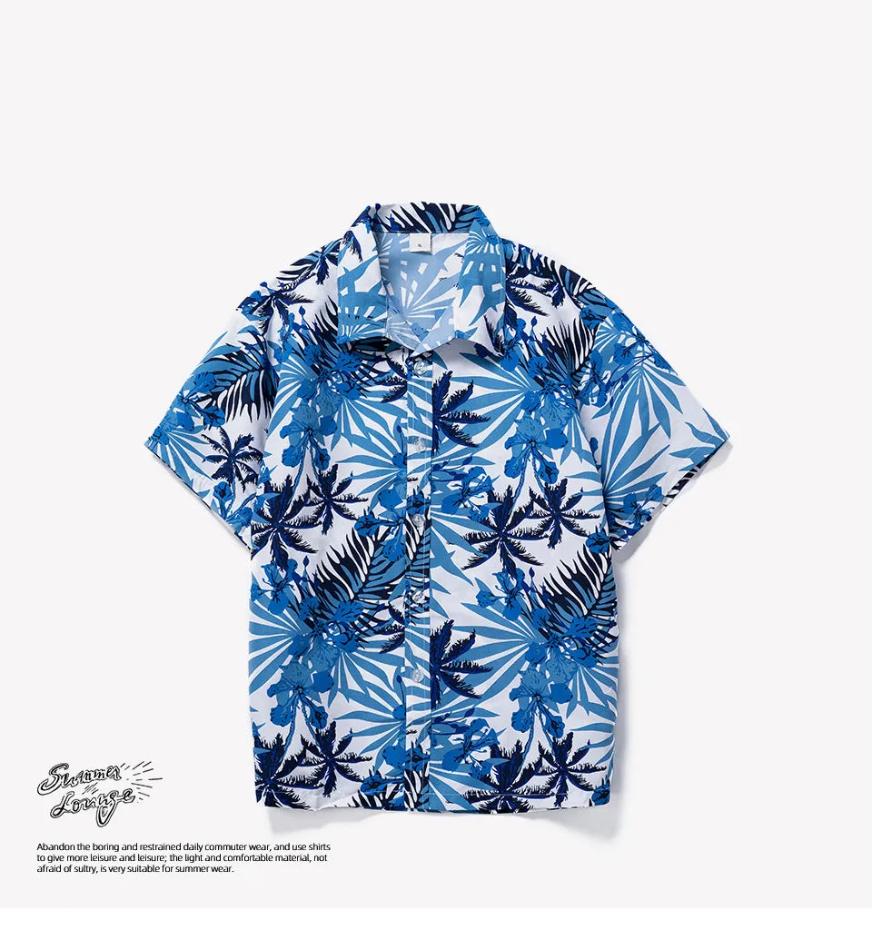 High Quality Summer Holiday Hawaiian Print Short Sleeve Beach Shirt for Men Quick-drying Breathable Vacation Shirts