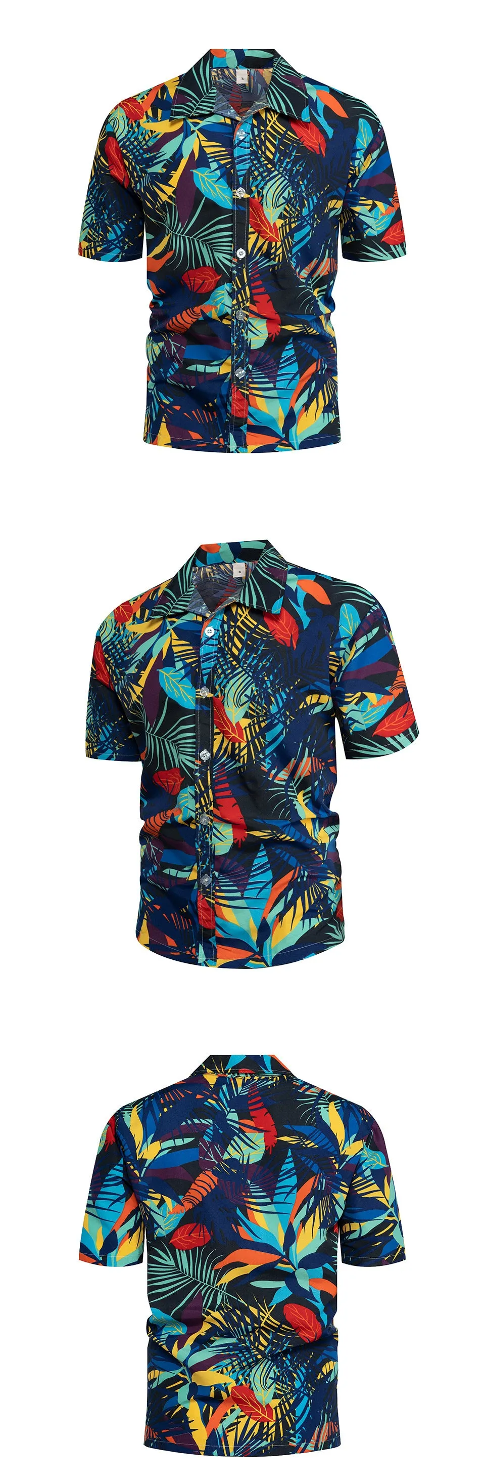 High Quality Summer Holiday Hawaiian Print Short Sleeve Beach Shirt for Men Quick-drying Breathable Vacation Shirts