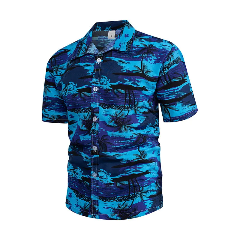 High Quality Summer Holiday Hawaiian Print Short Sleeve Beach Shirt for Men Quick-drying Breathable Vacation Shirts