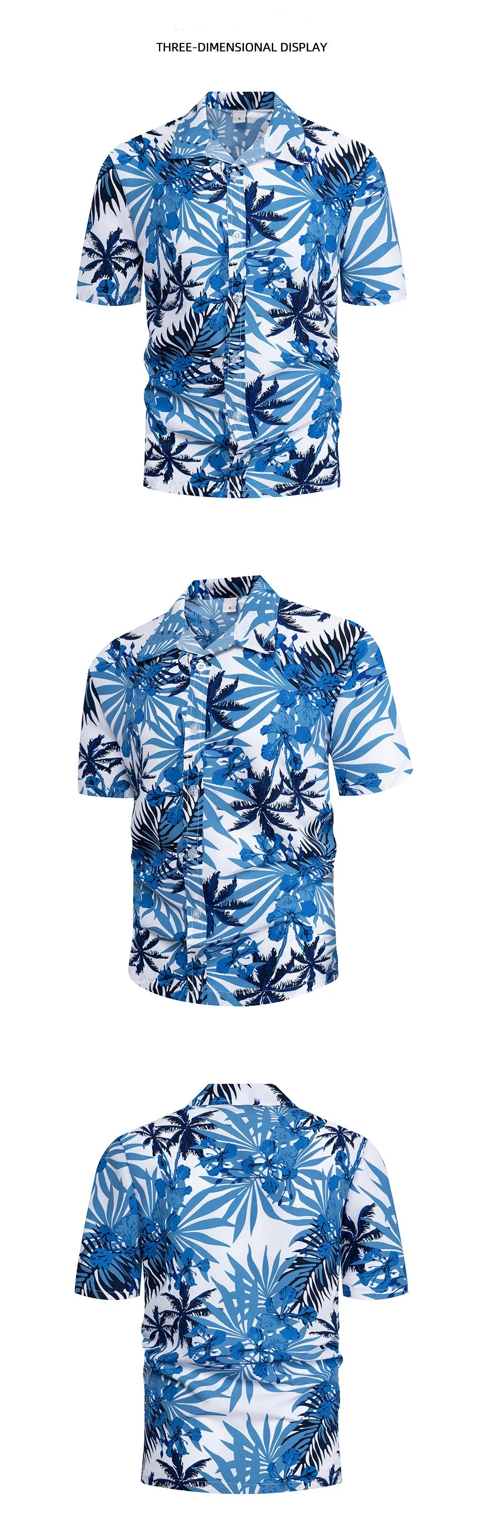 High Quality Summer Holiday Hawaiian Print Short Sleeve Beach Shirt for Men Quick-drying Breathable Vacation Shirts