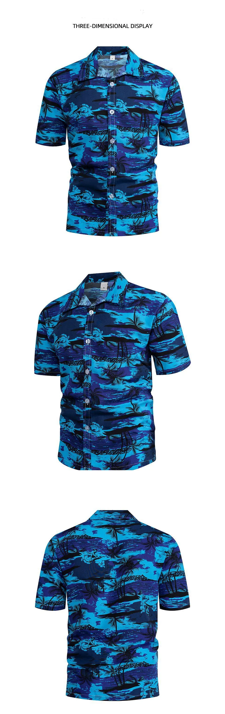 High Quality Summer Holiday Hawaiian Print Short Sleeve Beach Shirt for Men Quick-drying Breathable Vacation Shirts