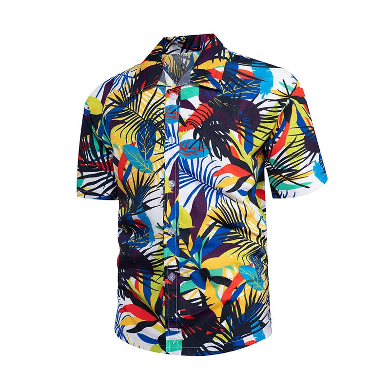 High Quality Summer Holiday Hawaiian Print Short Sleeve Beach Shirt for Men Quick-drying Breathable Vacation Shirts