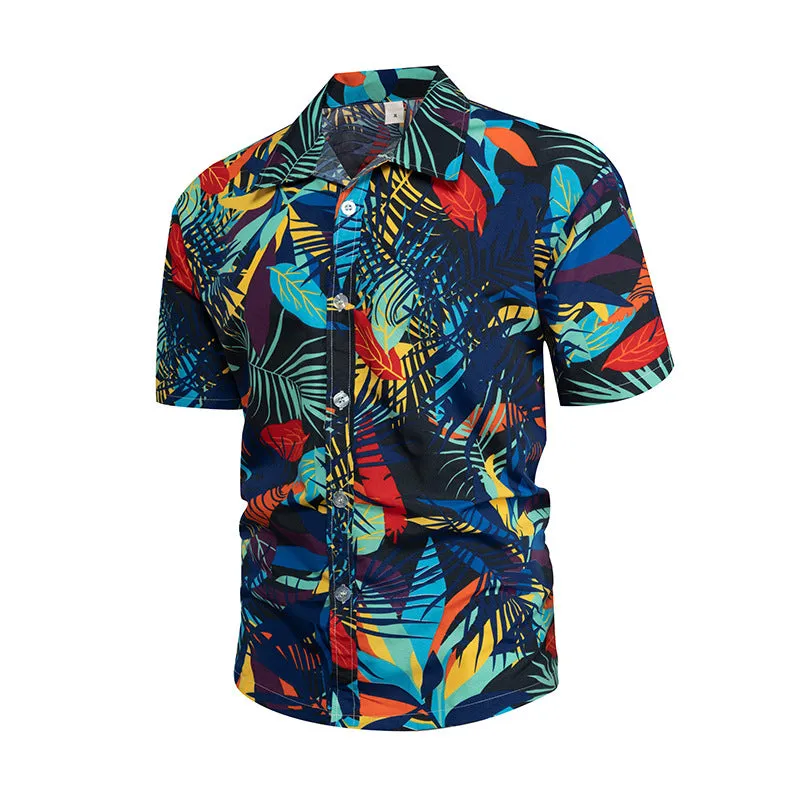 High Quality Summer Holiday Hawaiian Print Short Sleeve Beach Shirt for Men Quick-drying Breathable Vacation Shirts