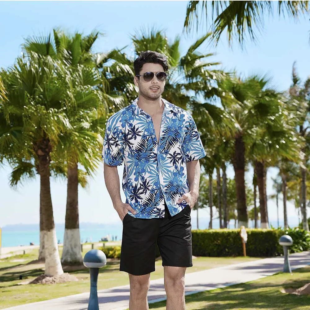 High Quality Summer Holiday Hawaiian Print Short Sleeve Beach Shirt for Men Quick-drying Breathable Vacation Shirts