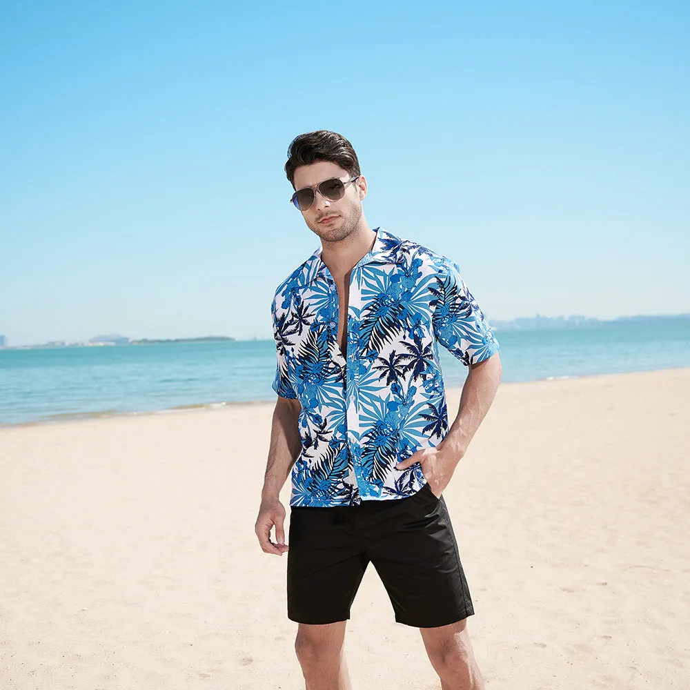 High Quality Summer Holiday Hawaiian Print Short Sleeve Beach Shirt for Men Quick-drying Breathable Vacation Shirts