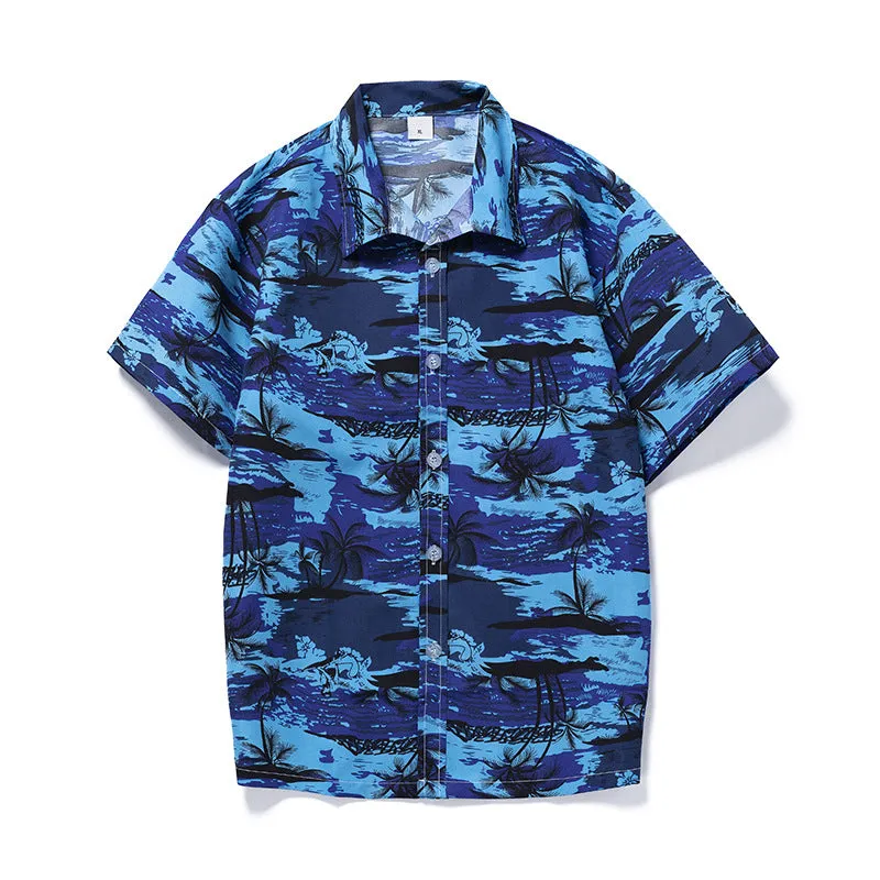 High Quality Summer Holiday Hawaiian Print Short Sleeve Beach Shirt for Men Quick-drying Breathable Vacation Shirts