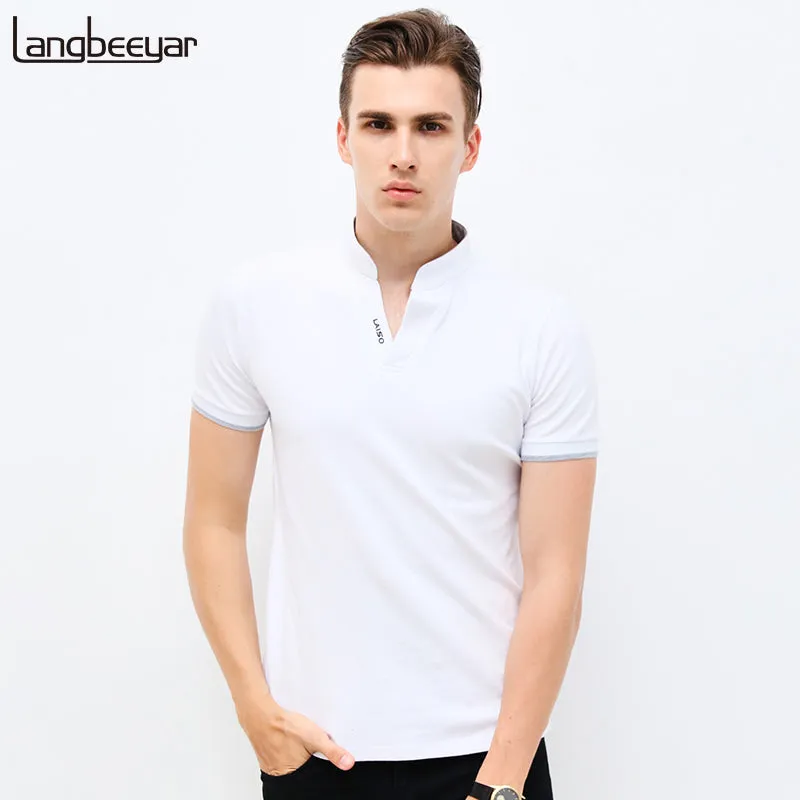 Hot Sale 2017 New Summer Fashion Mens T Shirts  V-Neck Slim Fit Short Sleeve T Shirt Mens Clothing Trend Casual Tee Shirt M-5XL