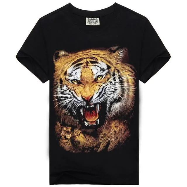 Hot Sale Brand New Fashion Summer Men T-shirt 3d Print Nightmare Tiger Short-Sleeved Casual Tops Tees Men's Plus Size Shirts