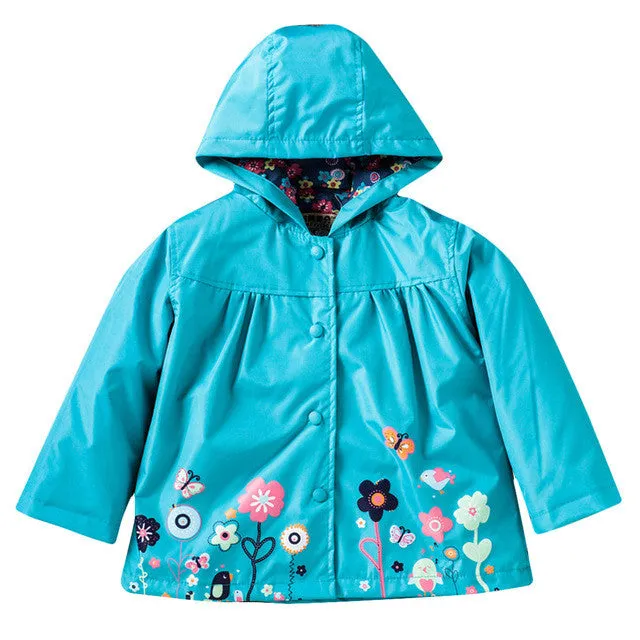 Hot Sale Coat Girls Cute Flowers Cartoon Children Set Waterproof Windbreaker Cardigan Jacket Girls Boys Rain Coat Outwear Suits