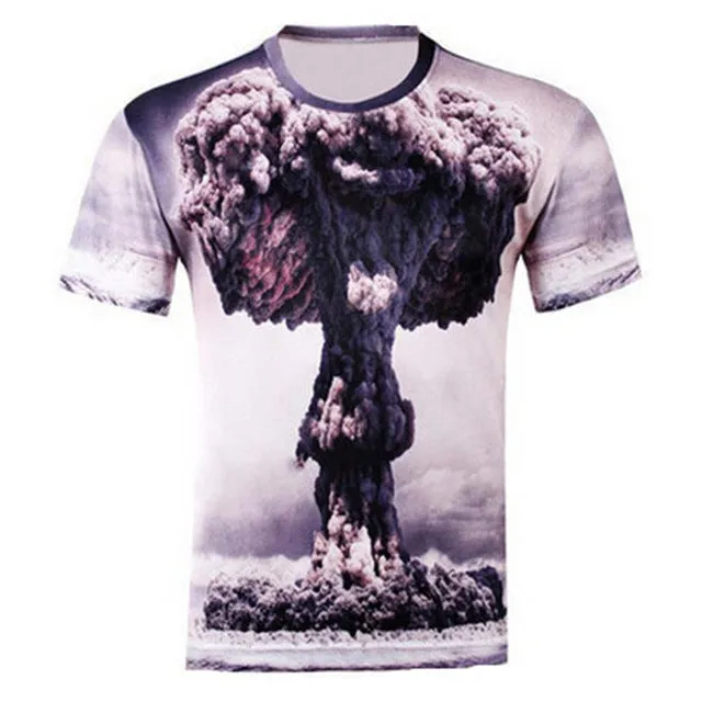 HOWL LOFTY Men Fashion 3D Animal Creative T-Shirt, Lightning/smoke lion/lizard/water droplets 3d printed short sleeve T-Shirts