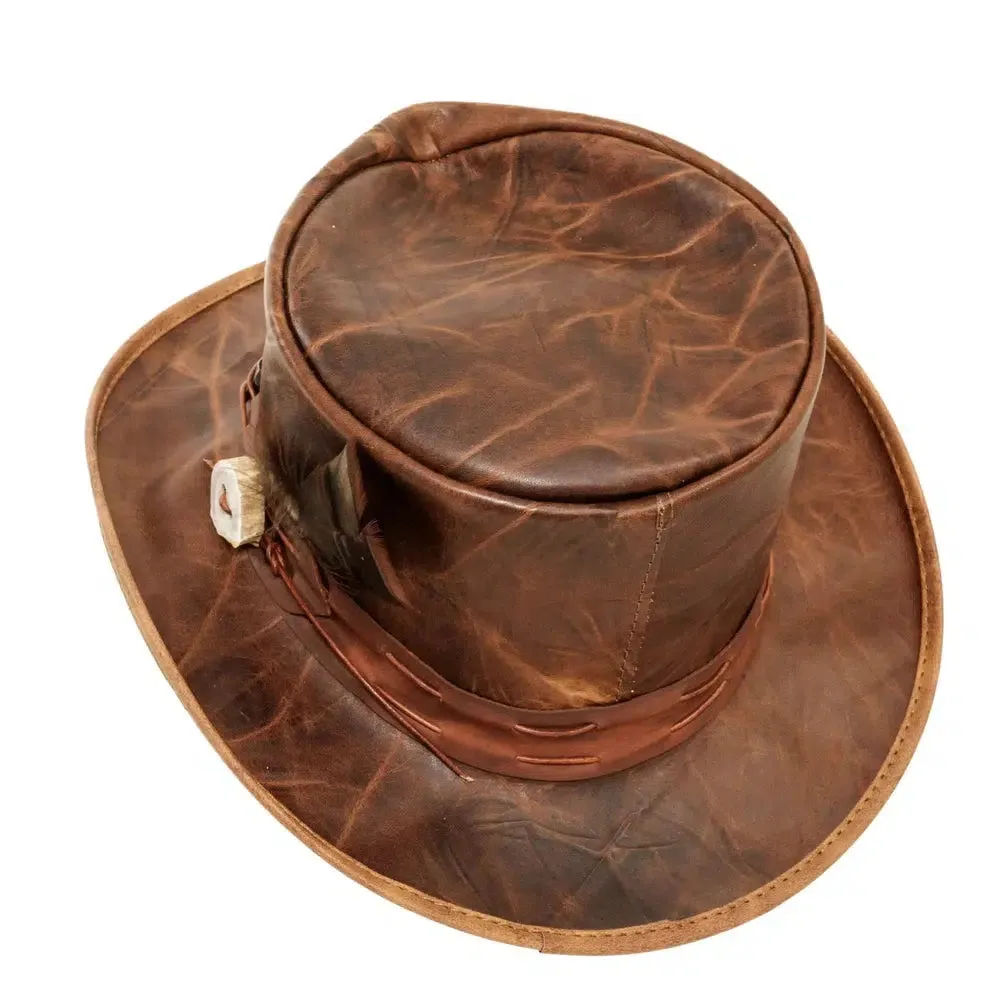 Jiminy | Mens Brown Leather Top Hat