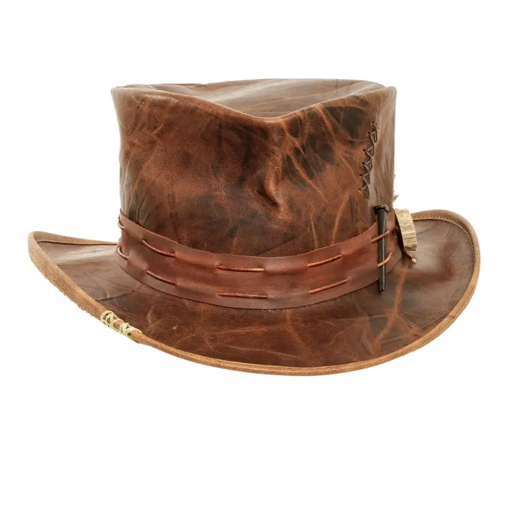 Jiminy | Mens Brown Leather Top Hat