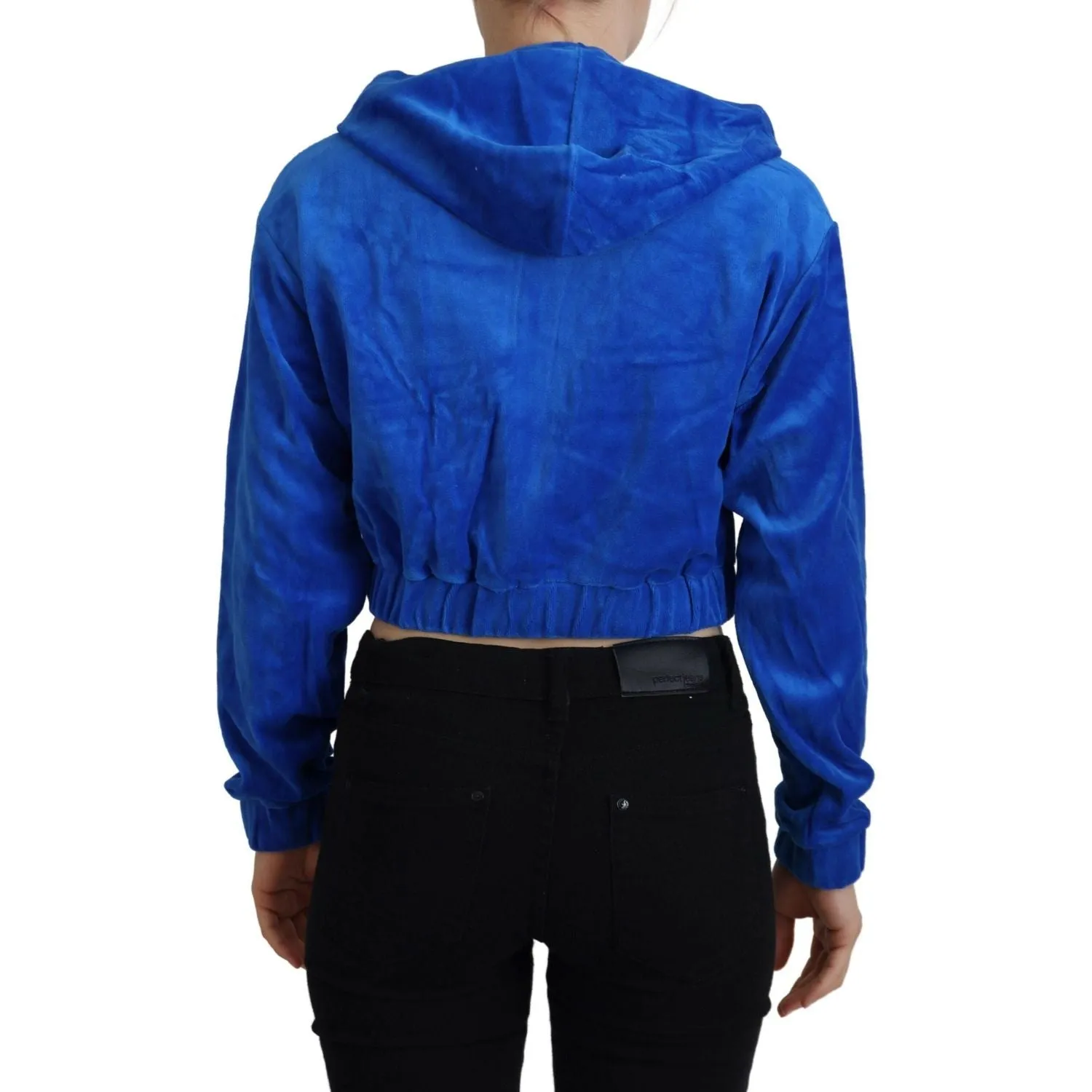 Juicy Couture Glam Hooded Zip Cropped Sweater in Blue