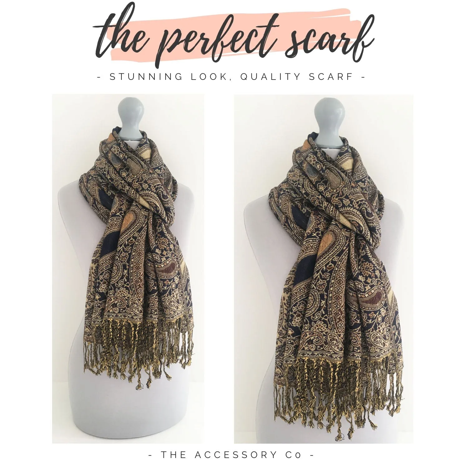 LARGE BROWN MULTI COLOUR PAISLEY PRINT PASHMINA SHAWL SCARF