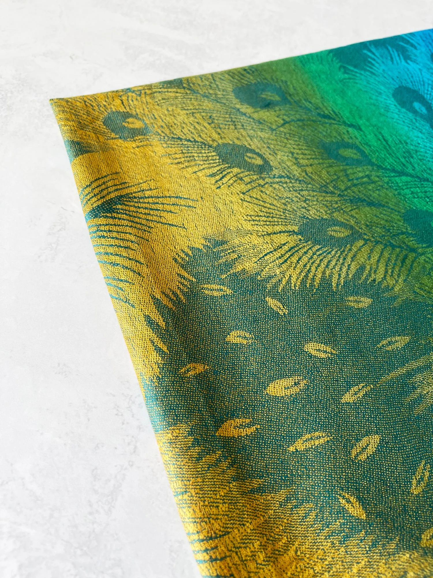 LARGE EMERALD RAINBOW FEATHER AND LEAF PRINT PASHMINA SHAWL SCARF