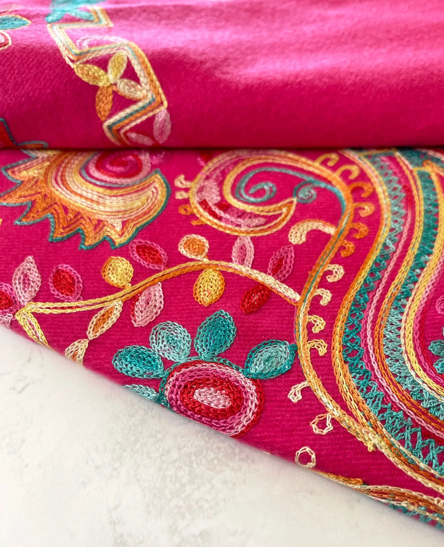 LARGE HOT PINK COLOURFUL PAISLEY CASHMERE COTTON BLEND WINTER SHAWL BLANKET SCARF