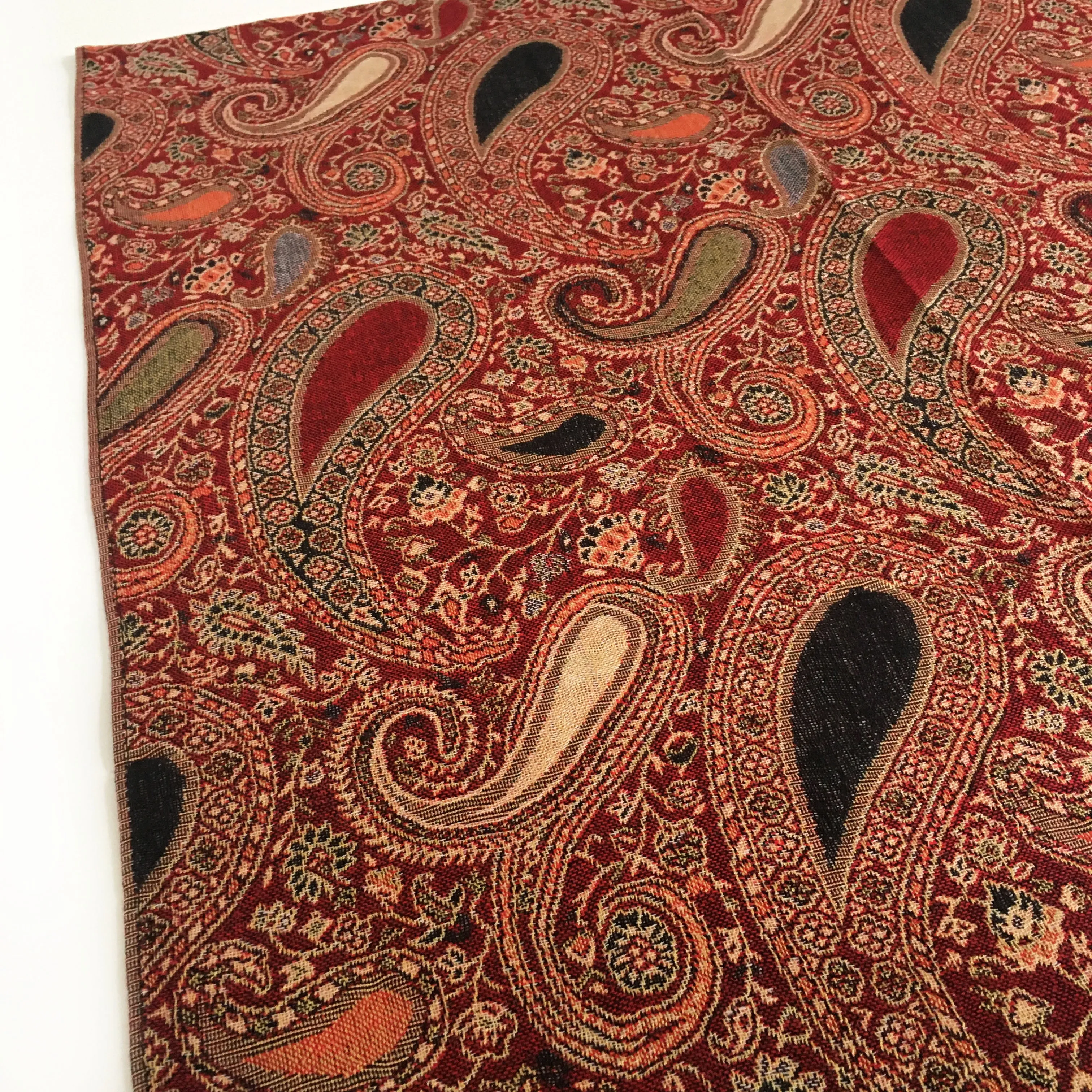 LARGE RED MULTI COLOUR PAISLEY PRINT PASHMINA SHAWL SCARF