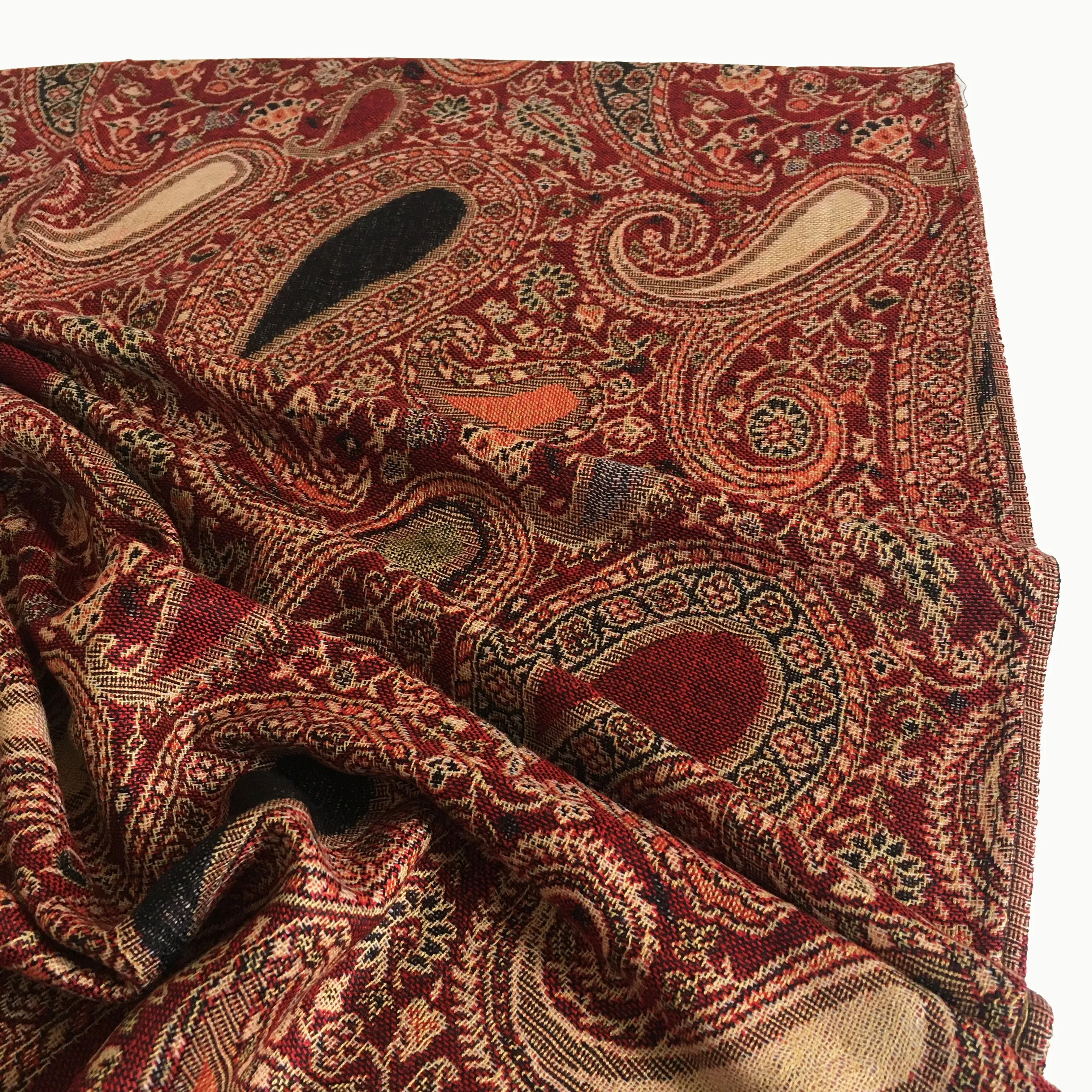 LARGE RED MULTI COLOUR PAISLEY PRINT PASHMINA SHAWL SCARF