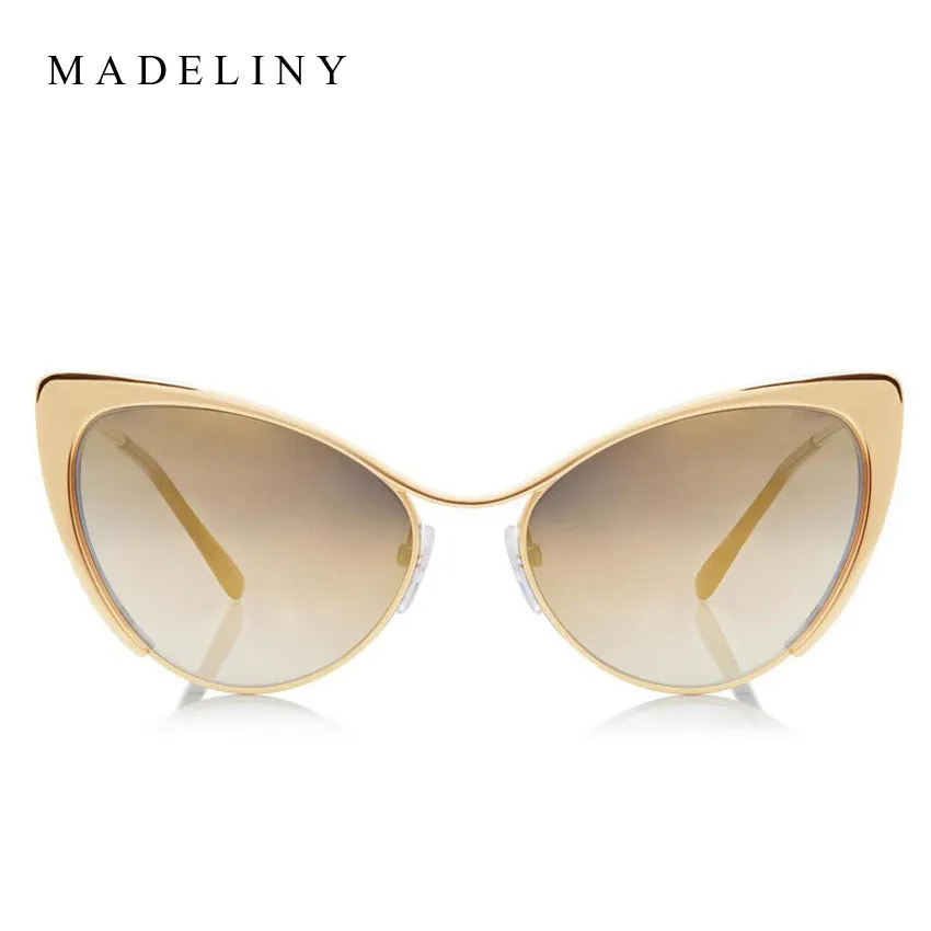 MADELINY Fashion Metal Cat Eye Sunglasses Women Brand Designer Cat Eye Sun Glasses Sexy Oculos De Sol Feminino Hot Sale MA051