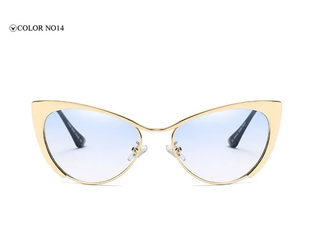 MADELINY Fashion Metal Cat Eye Sunglasses Women Brand Designer Cat Eye Sun Glasses Sexy Oculos De Sol Feminino Hot Sale MA051