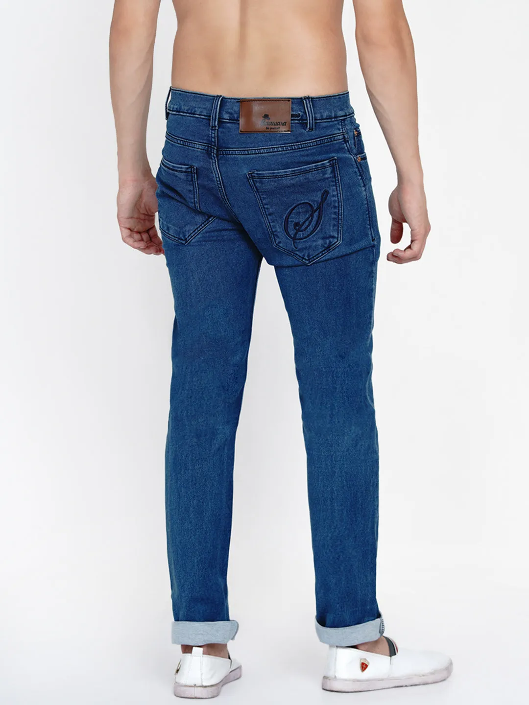 Men Blue Light Fade Stretchable Jeans