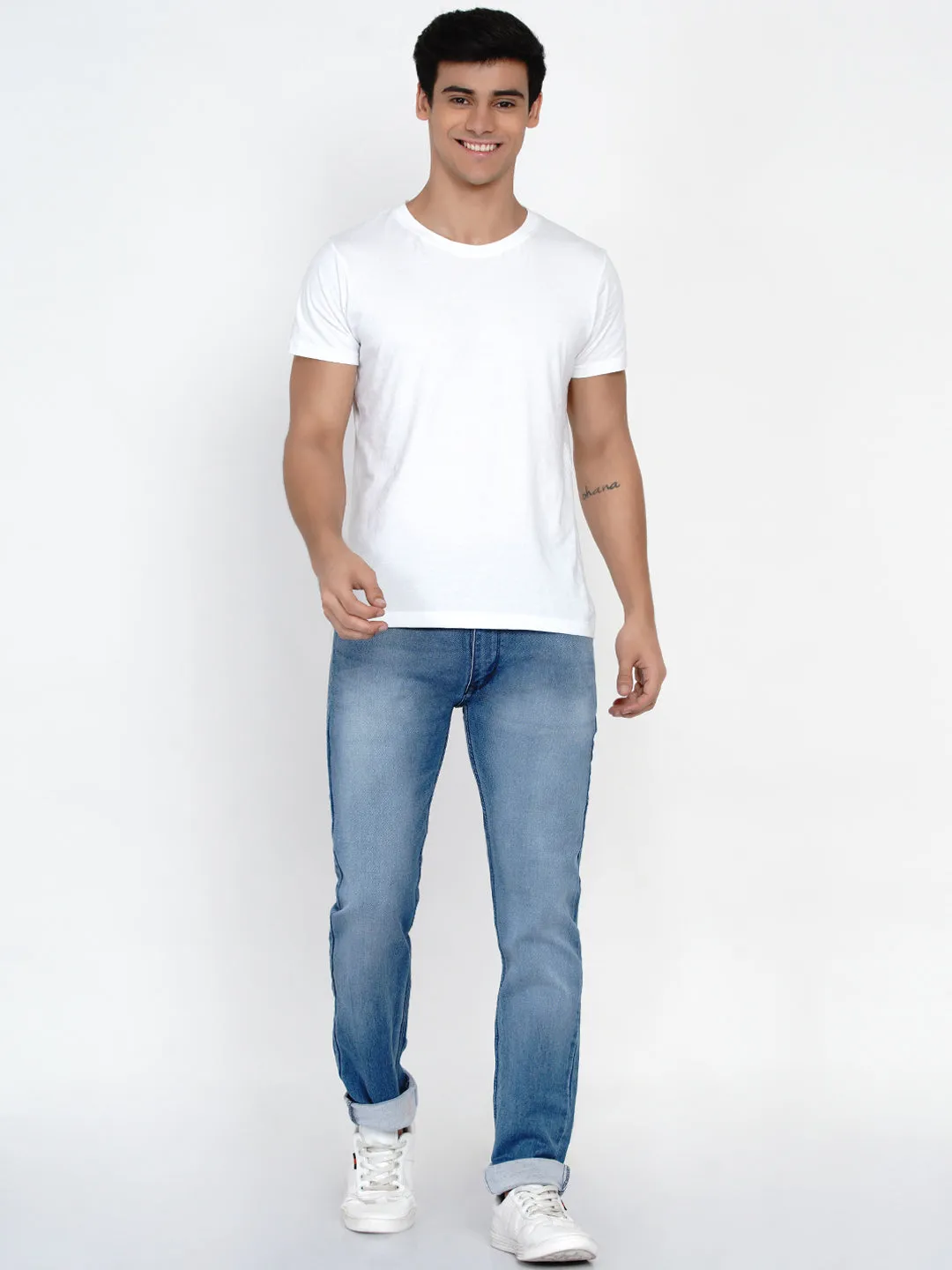 Men Blue Low Distress Jeans