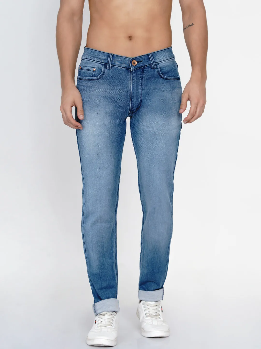 Men Blue Low Distress Jeans