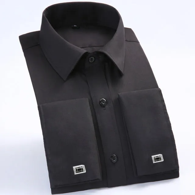 Men French Cufflinks Shirt 2017 New Men's Shirt Long Sleeve Casual Male Brand Shirts Slim Fit French Cuff Dress Shirts For Men