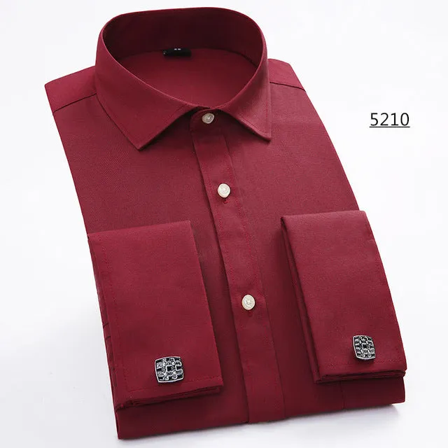 Men French Cufflinks Shirt 2017 New Men's Shirt Long Sleeve Casual Male Brand Shirts Slim Fit French Cuff Dress Shirts For Men