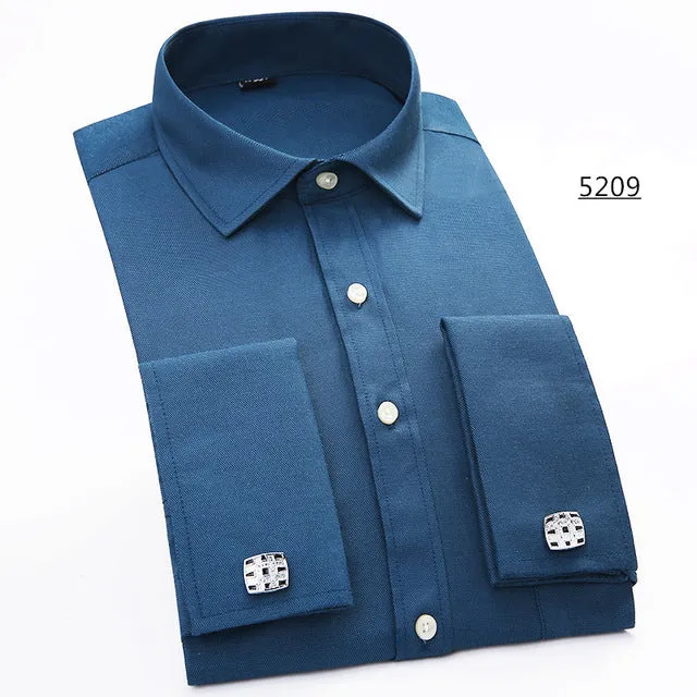 Men French Cufflinks Shirt 2017 New Men's Shirt Long Sleeve Casual Male Brand Shirts Slim Fit French Cuff Dress Shirts For Men