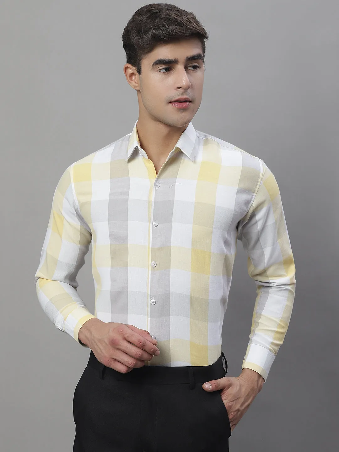 Men'S Pure Cotton Checked Formal Shirts