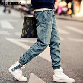 Mountainskin New Korean Style Men's Jeans Distrressed Jogger Jeans Slim Fit Denim Pants Skinny Stretch Elastic Jeans ,JA265