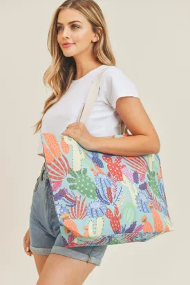 Multi Color Cactus Tote Bag