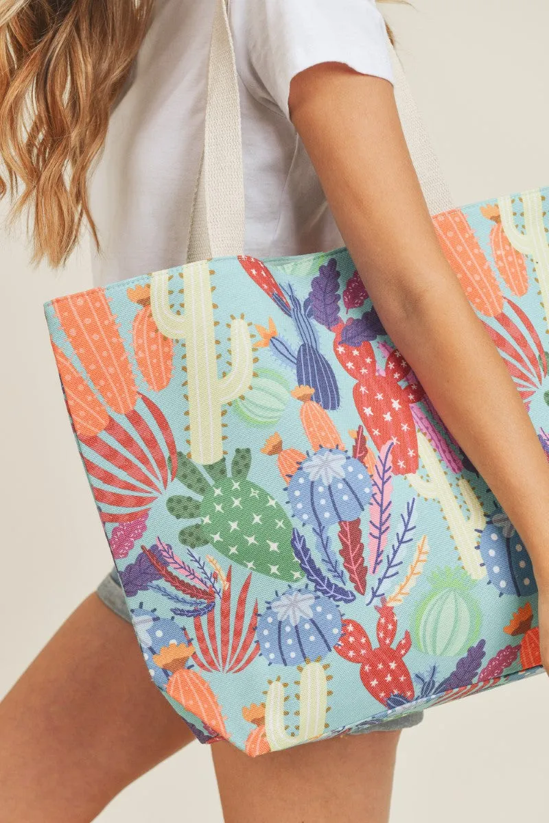 Multi Color Cactus Tote Bag