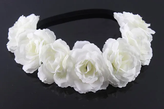 New Bohemian style multi color peony flower Garland head floral handmade Wreaths Crowns Wedding Hair Accessories kids  gift