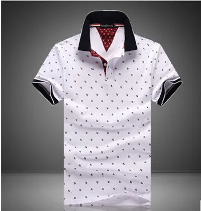 New Brand Polos Mens Printed POLO Shirts 100% Cotton Short Sleeve Camisas Polo Casual Stand Collar Male Polo Shirt 4XL EDA234