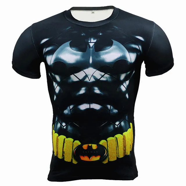 New Fitness Compression Shirt Men Anime Superhero Punisher Skull Captain Americ 3D T Shirt Bodybuilding Crossfit tshirt