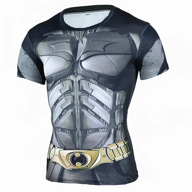 New Fitness Compression Shirt Men Anime Superhero Punisher Skull Captain Americ 3D T Shirt Bodybuilding Crossfit tshirt