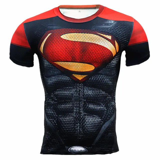 New Fitness Compression Shirt Men Anime Superhero Punisher Skull Captain Americ 3D T Shirt Bodybuilding Crossfit tshirt