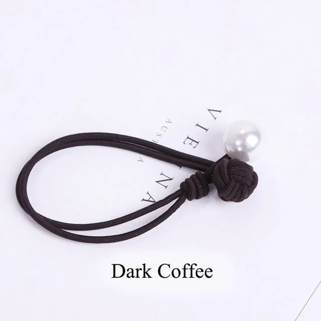 New Korean Women Hair Accessories Ladies Elastic Hair Rubber Bands Luxury Pearl Pendent Tie Gum Girls Ponytail Holder Ornament