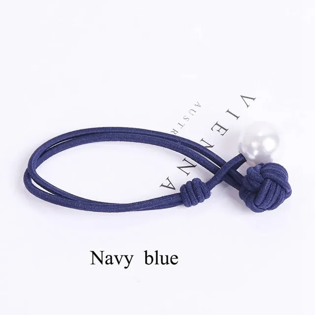 New Korean Women Hair Accessories Ladies Elastic Hair Rubber Bands Luxury Pearl Pendent Tie Gum Girls Ponytail Holder Ornament