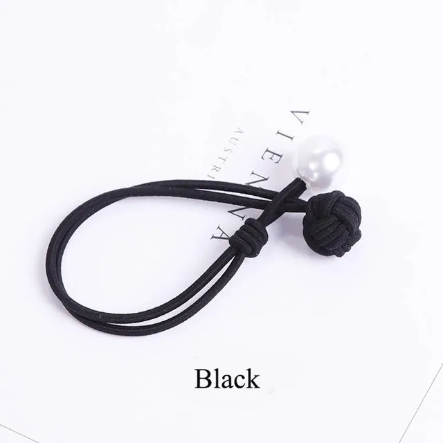 New Korean Women Hair Accessories Ladies Elastic Hair Rubber Bands Luxury Pearl Pendent Tie Gum Girls Ponytail Holder Ornament