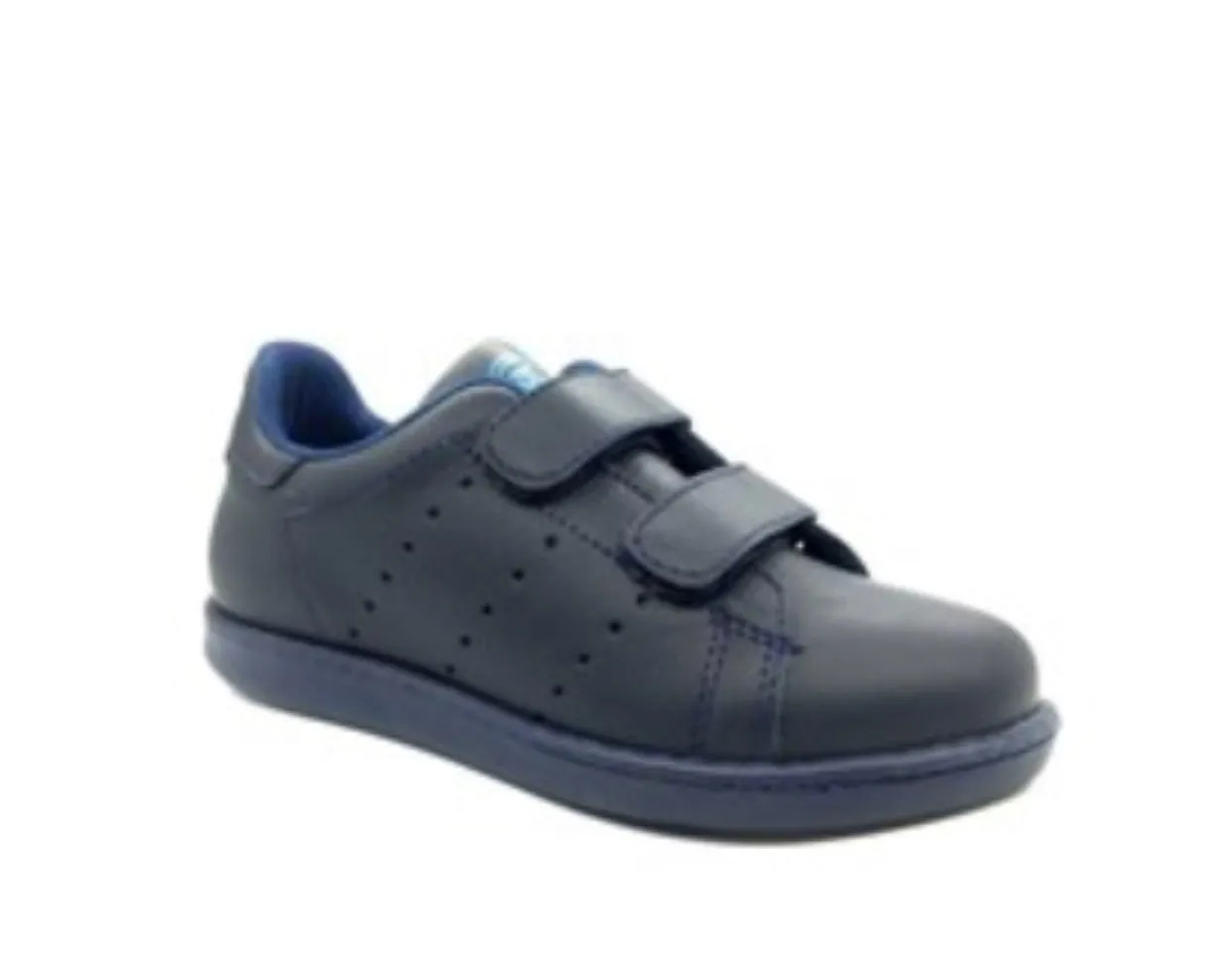 Nubebe Leather Kids Velcro Sneaker, Navy