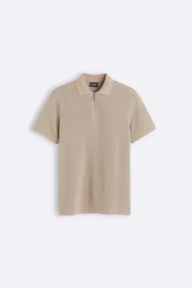 Old Money Regular Zip Polo Woolen T-Shirt