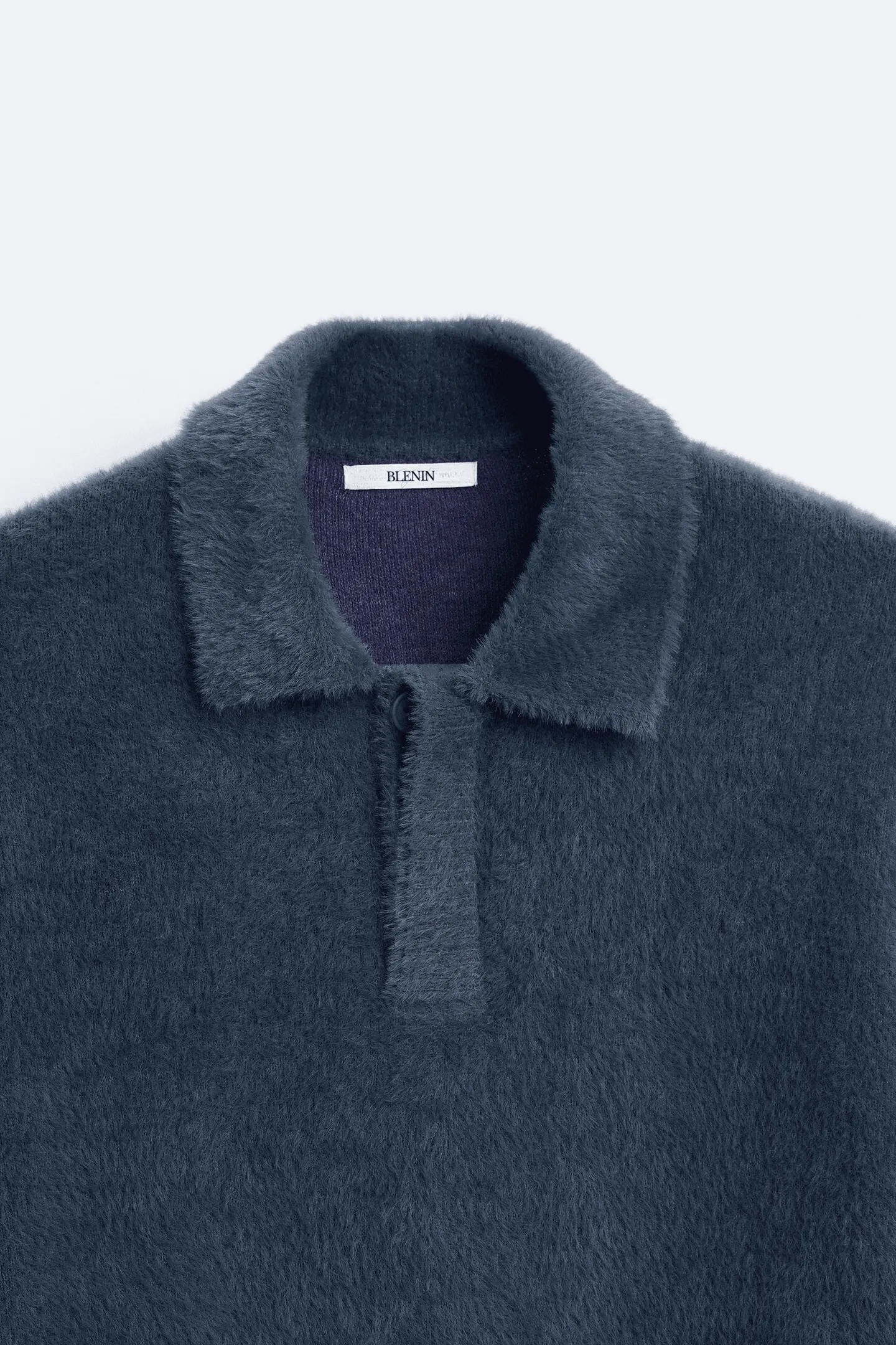 Old Money Textured Knit Polo Shirt with Faux Fur