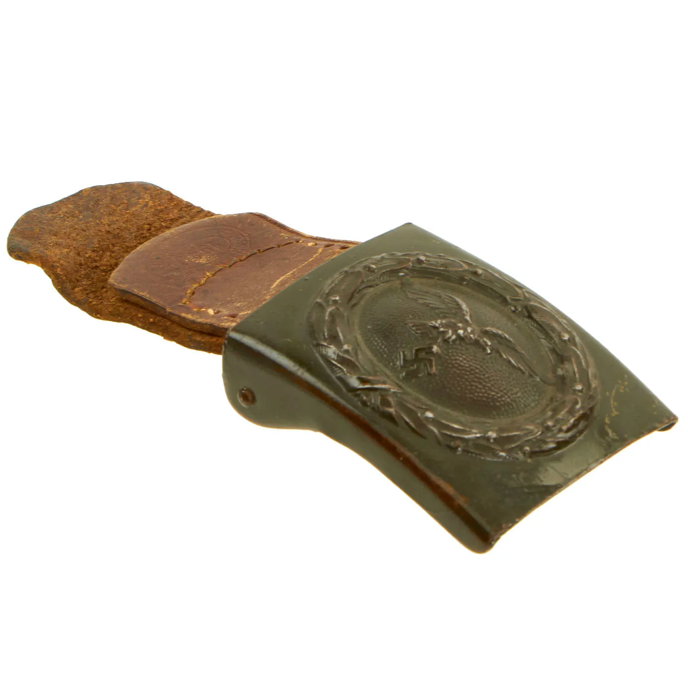 Original German WWII 1940 Luftwaffe Steel Belt Buckle with Tab By Richard Sieper & Söhne, Lüdenscheid