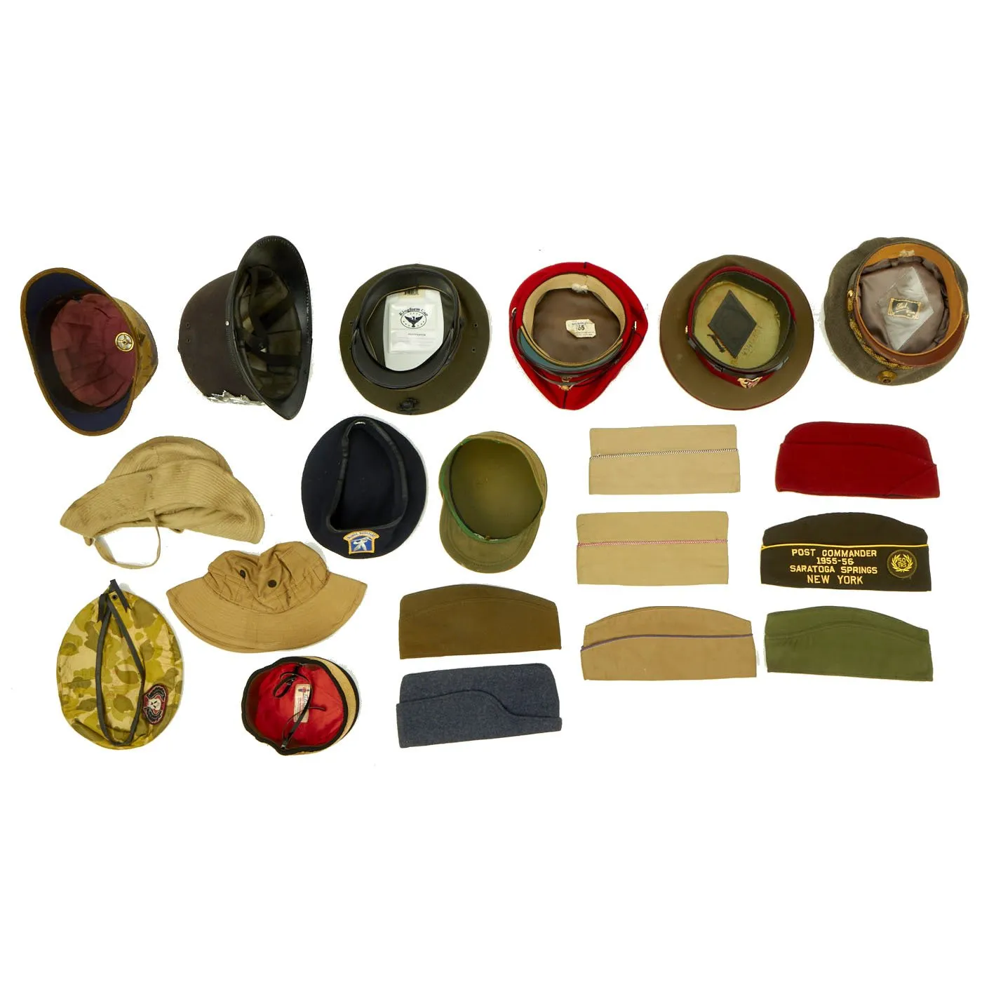 Original Post WWII Cold War Military Hat Collection - Set of 20