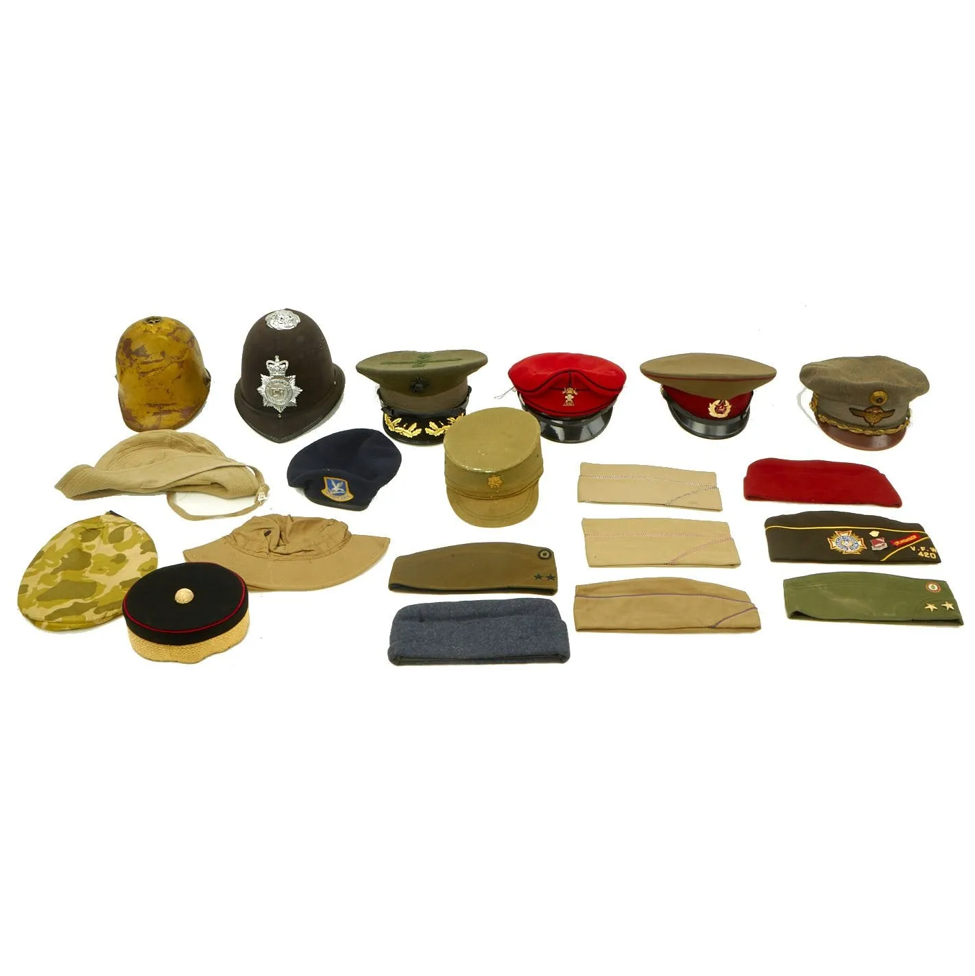 Original Post WWII Cold War Military Hat Collection - Set of 20