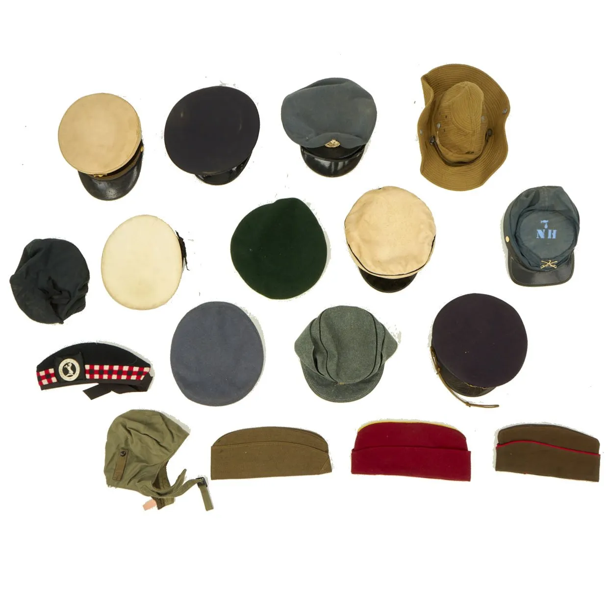 Original WWII to Cold War Military Hat Collection - Set of 20